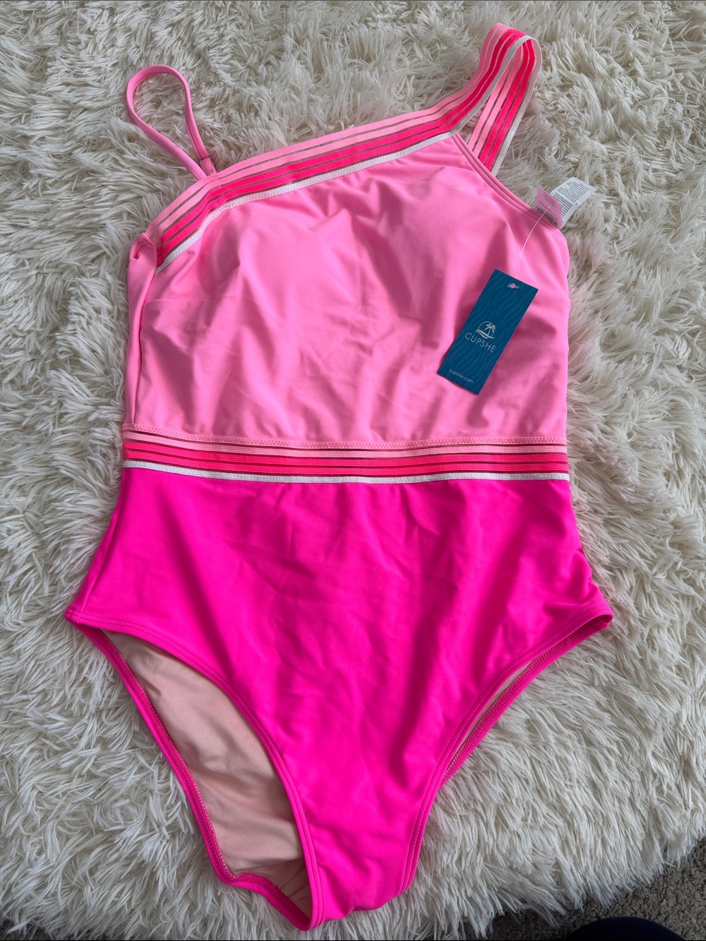 Cupshe Girls' Two-Tone Light Pink and Hot Pink One-Piece Swimsuit
